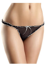 Low-Rise Ruffled Mesh Thong