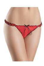 Low-Rise Ruffled Mesh Thong