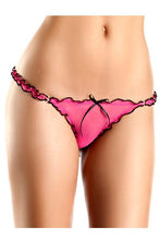 Low-Rise Ruffled Mesh Thong