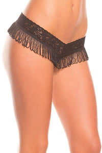 Crotchless Lace Fringe Thong