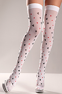 Playing Card Pattern Thigh Highs