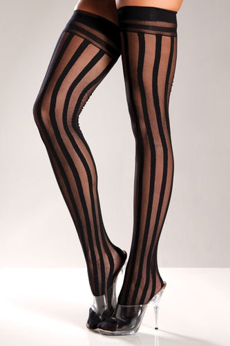 Nylon Striped Thigh Highs