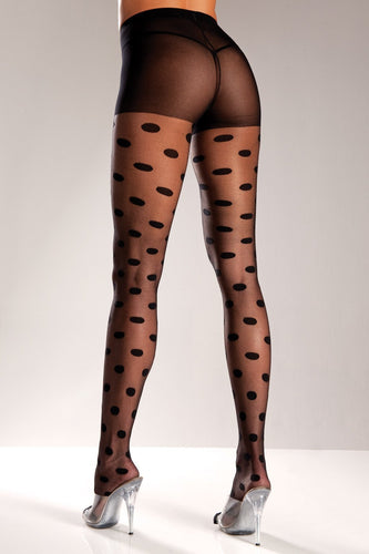 Black Nylon Polkadot Pantyhose