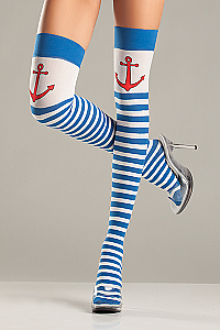 Anchor Striped Thigh Highs