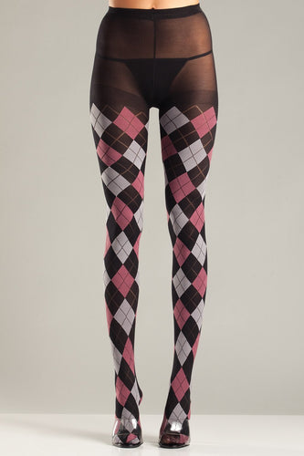 Black and Fuchsia Argyle Pantyhose