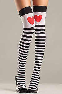Thigh Highs with Red Hearts