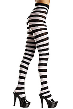 Wide Stripe Opaque Pantyhose