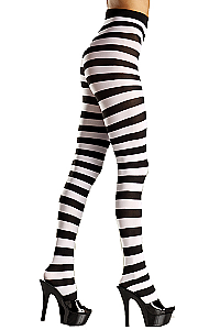 Wide Stripe Opaque Pantyhose
