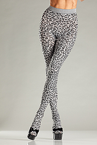 Woven Grey Leopard Pantyhose