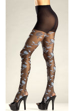 Opaque Floral Woven Pantyhose