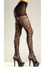 Opaque Floral Woven Pantyhose