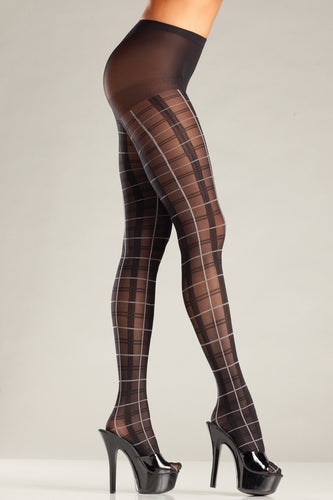 Plaid Pantyhose With White Accent