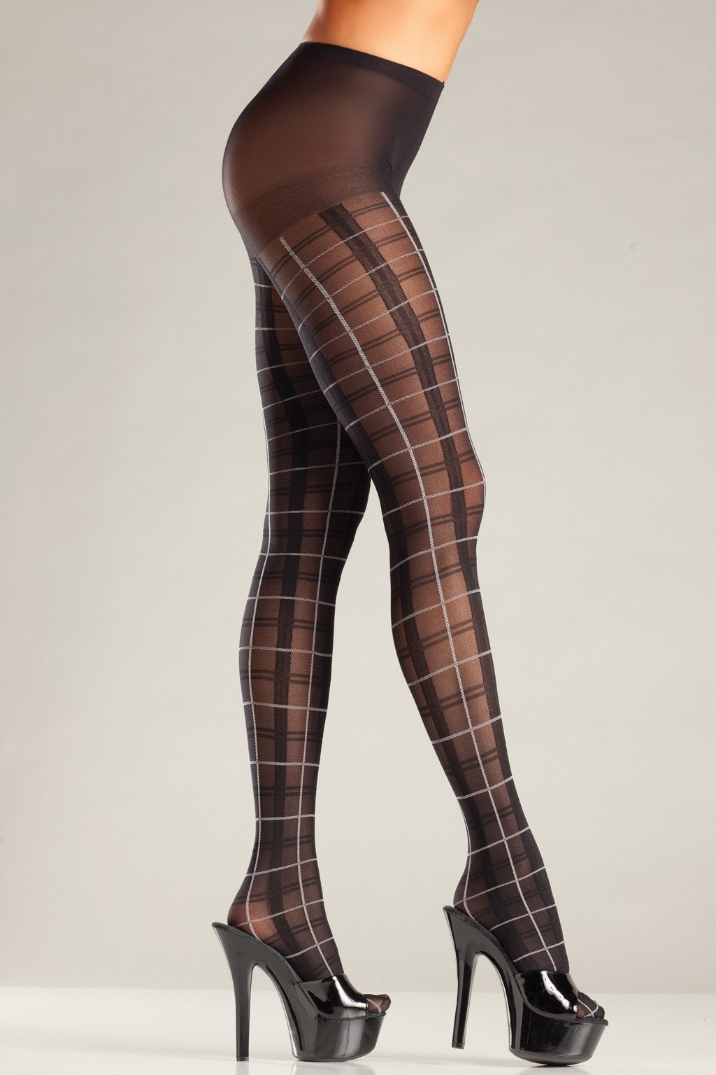 Plaid Pantyhose With White Accent