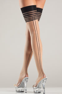 Multi Stripe Top Thigh Highs