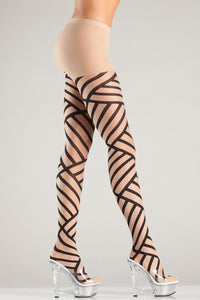 Diagonal Stripe Pantyhose