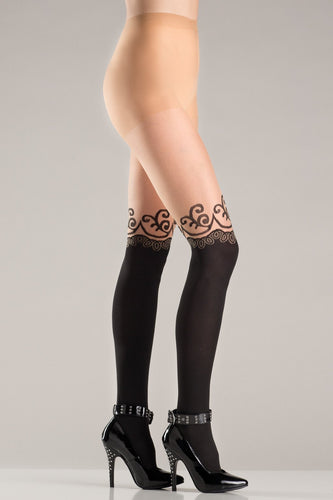 Pantyhose With Floral Design Divider