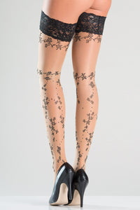 Floral Design Thigh Highs