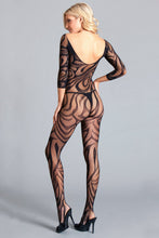 Scooped Neck and Back Long Sleeve Crotchless Bodystocking