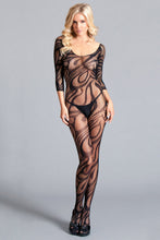 Scooped Neck and Back Long Sleeve Crotchless Bodystocking