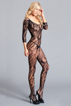 Scooped Neck and Back Long Sleeve Crotchless Bodystocking